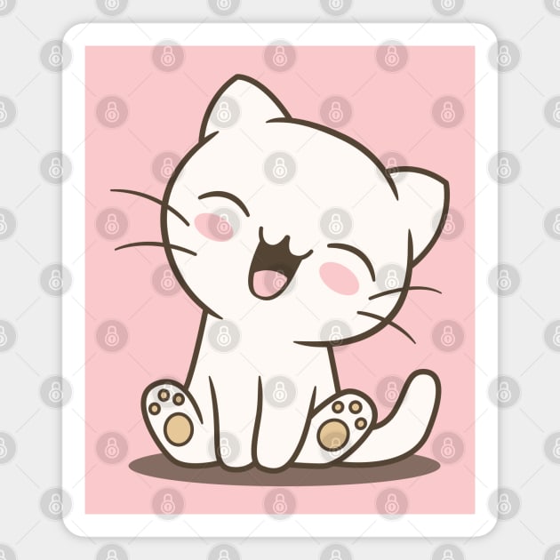 Cute Laughing Cat Magnet by JS Arts
